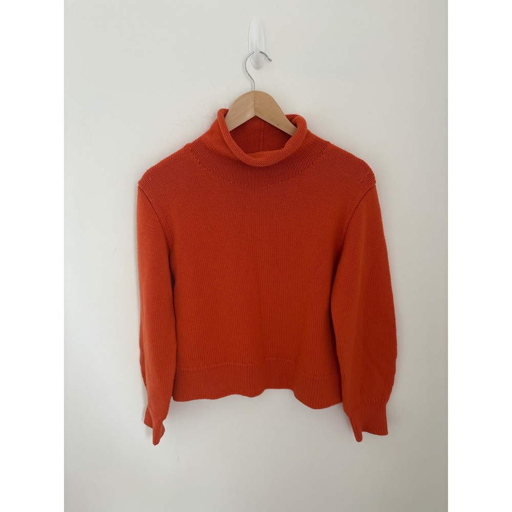 Lafayette 148 New York Orange 100% Wool Roll Sweater XS
